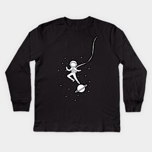 Astronaut Over Planet Kids Long Sleeve T-Shirt